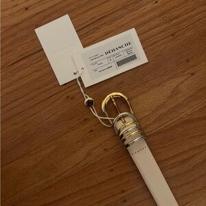 Dehanche Cream Belt with mixed silver and Gold Buckle